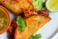 Chipotle Shrimp Tacos with Lime Crema and Cilantro Slaw