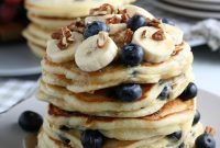 Fluffy Homemade Blueberry Pancakes with Sweet Maple Glaze