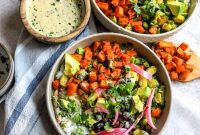 Loaded Sweet Potato Bowls with Quinoa, Veggies & Tahini