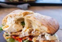 Grilled Chicken Sandwich with Burrata and Roasted Sweet Peppers