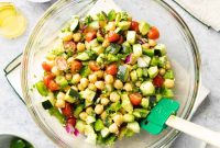 Chickpea, Cucumber & Avocado Salad with Lemon Herb Dressing