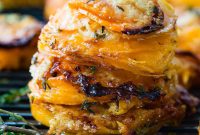 Gruyère Sweet Potato Stacks with Herb Crumbs