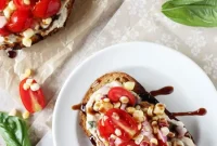 Open-Faced Corn and Tomato Sandwich with Basil and Feta