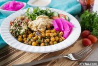 Deconstructed Falafel Bowl: Chickpea Salad, Tahini & Toppings