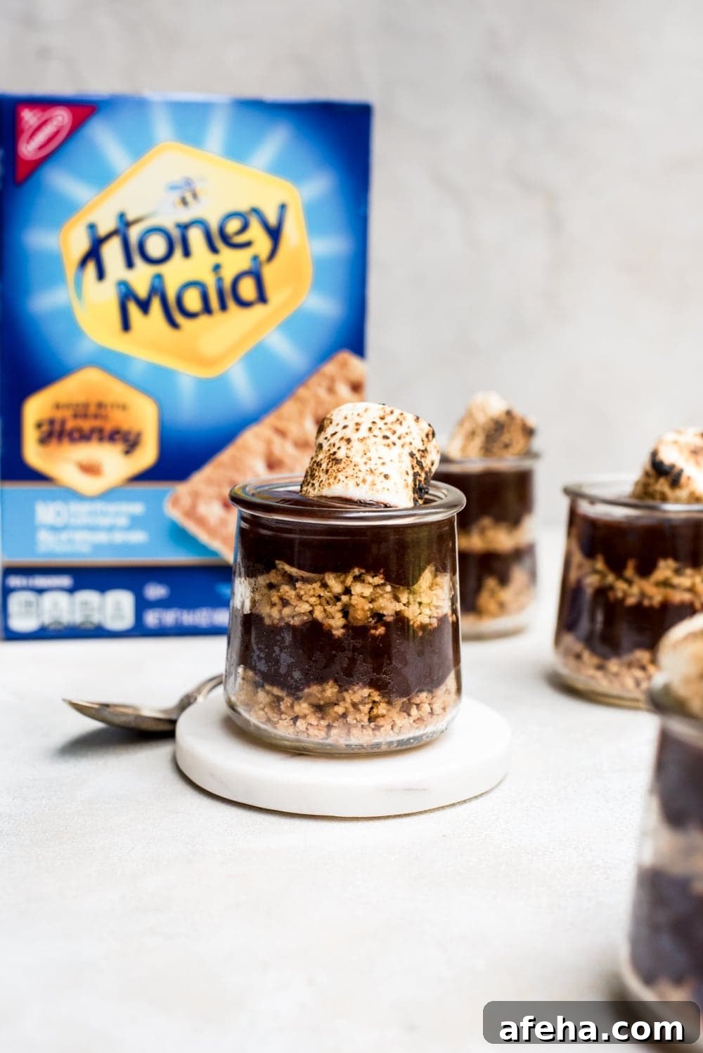 s'mores pudding with graham crackers
