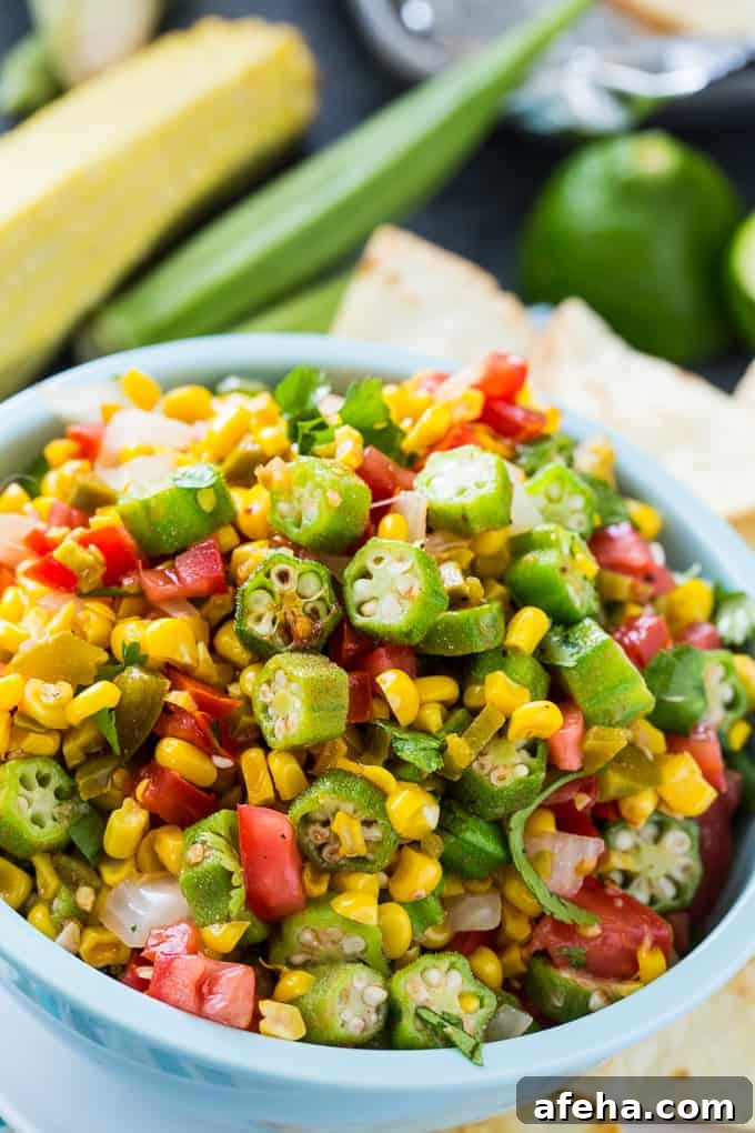 Okra Corn Salsa makes a healthy appetizer