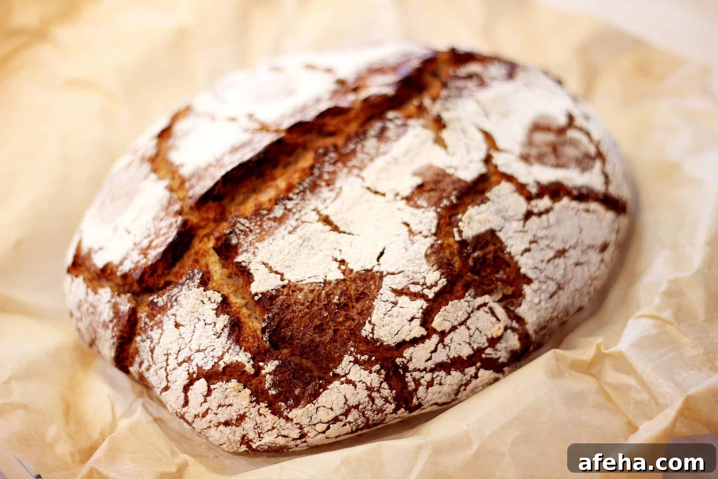Rye bread on parchment paper