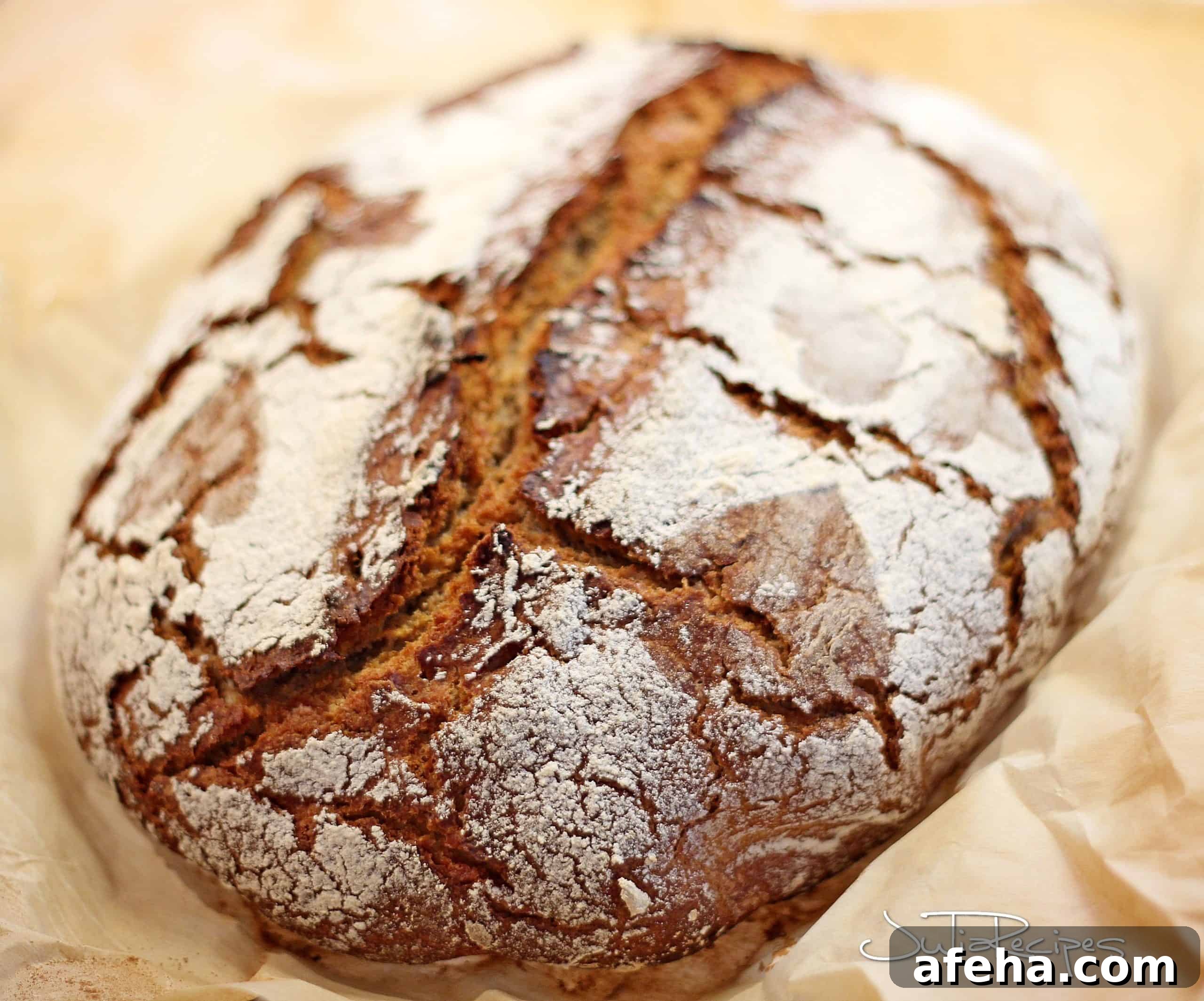 dark bread placed on parchment paper