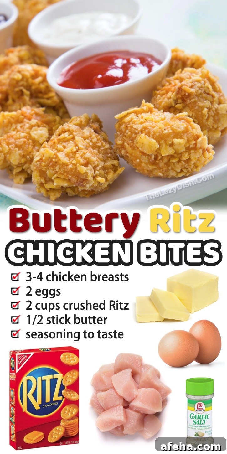 The best homemade baked chicken nuggets recipe! Super quick and easy to make with just a few ingredients including Ritz crackers, eggs, and butter. No oil and no frying! My picky kids love this recipe. These chicken nugget bites get super crispy on the outside with a yummy tender middle. So delicious served with a dipping sauce, or even for dinner with a healthy side of veggies or salad. These are also really fun to make in a single baking dish, with the cubed butter laying over top of the chicken. 