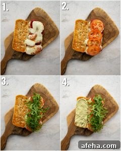 4 step by step photos showing chorizo sandwich fillings