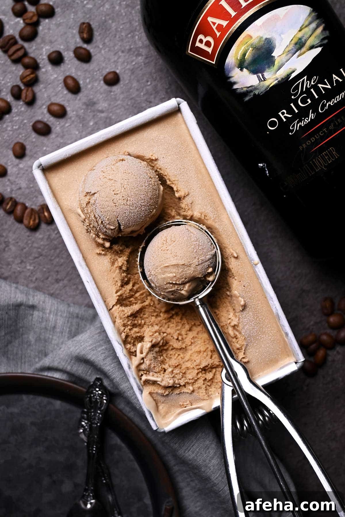 coffee baileys ice cream with egg yolks, xanthan gum, and baileys irish cream