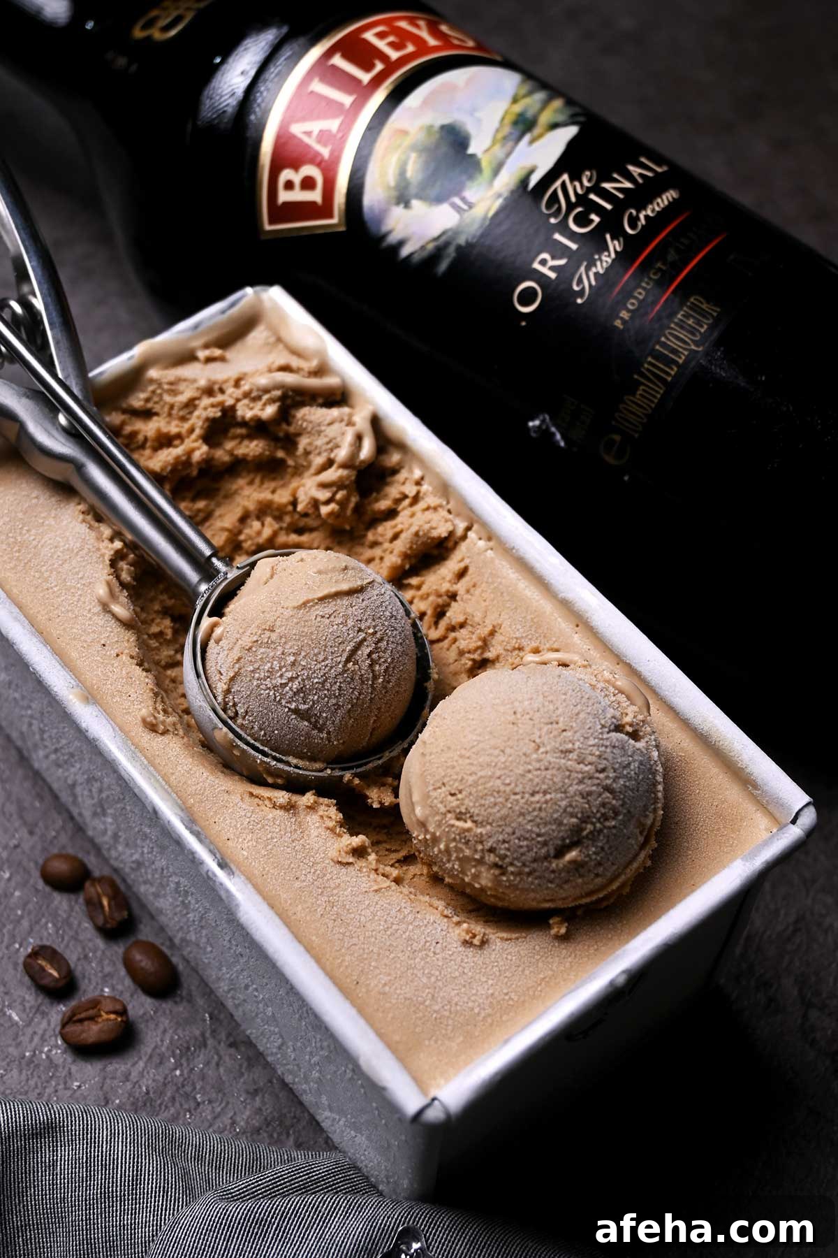 coffee baileys ice cream with egg yolks, xanthan gum, and baileys irish cream