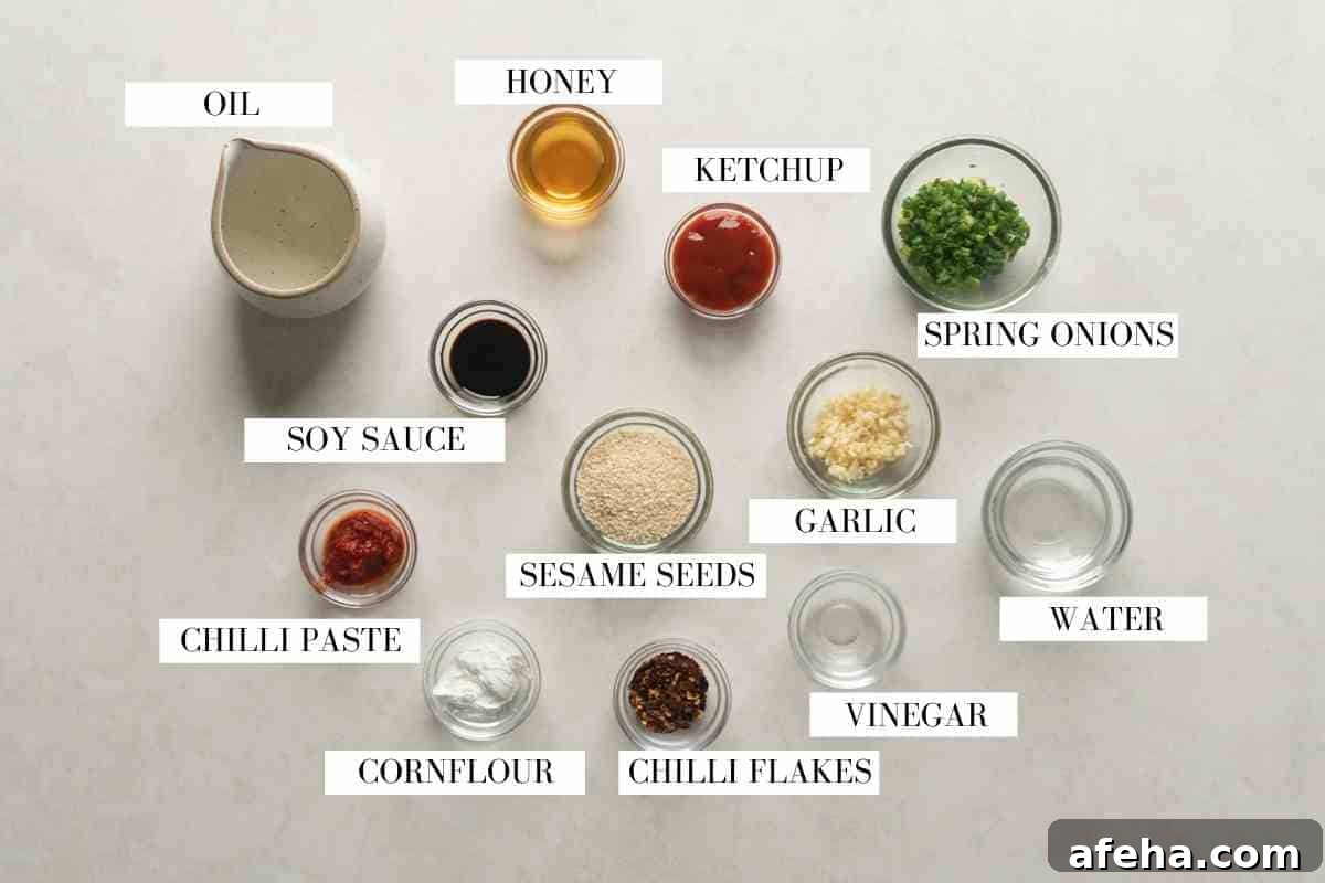 Ingredients for honey chilli sauce