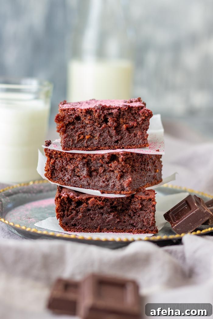Homemade Dark Chocolate Beet Brownies Squares