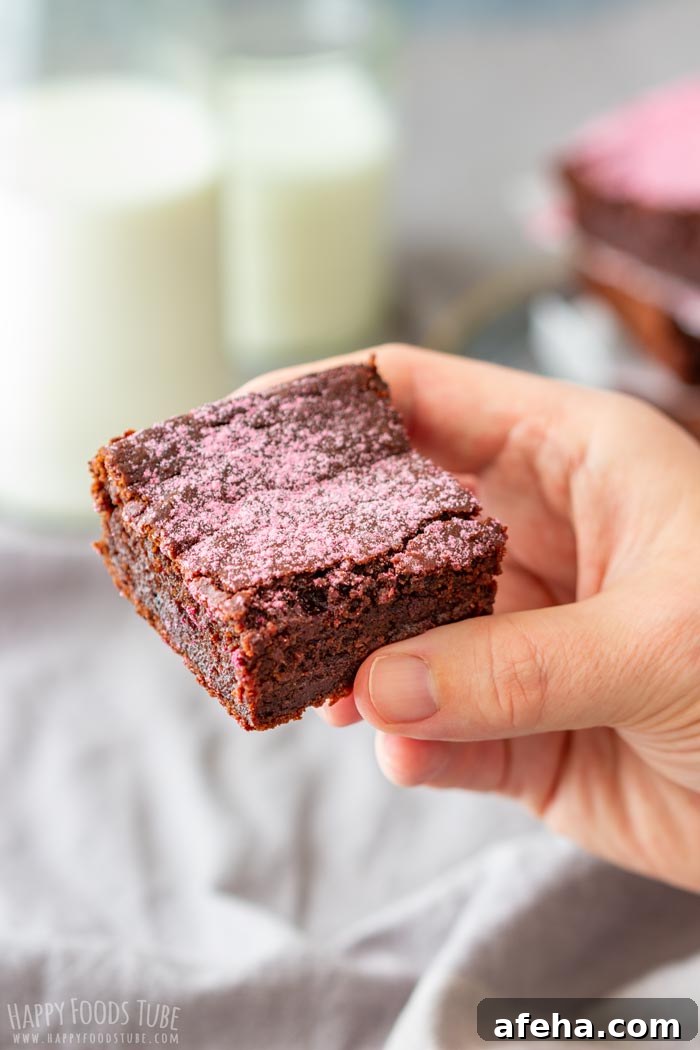 Egg-less Dark Chocolate Beet Brownies Slice