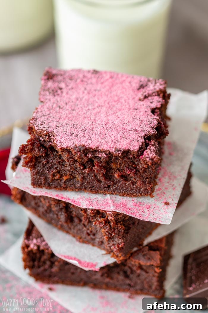 Dark Chocolate Beet Brownies with Pink Dusting