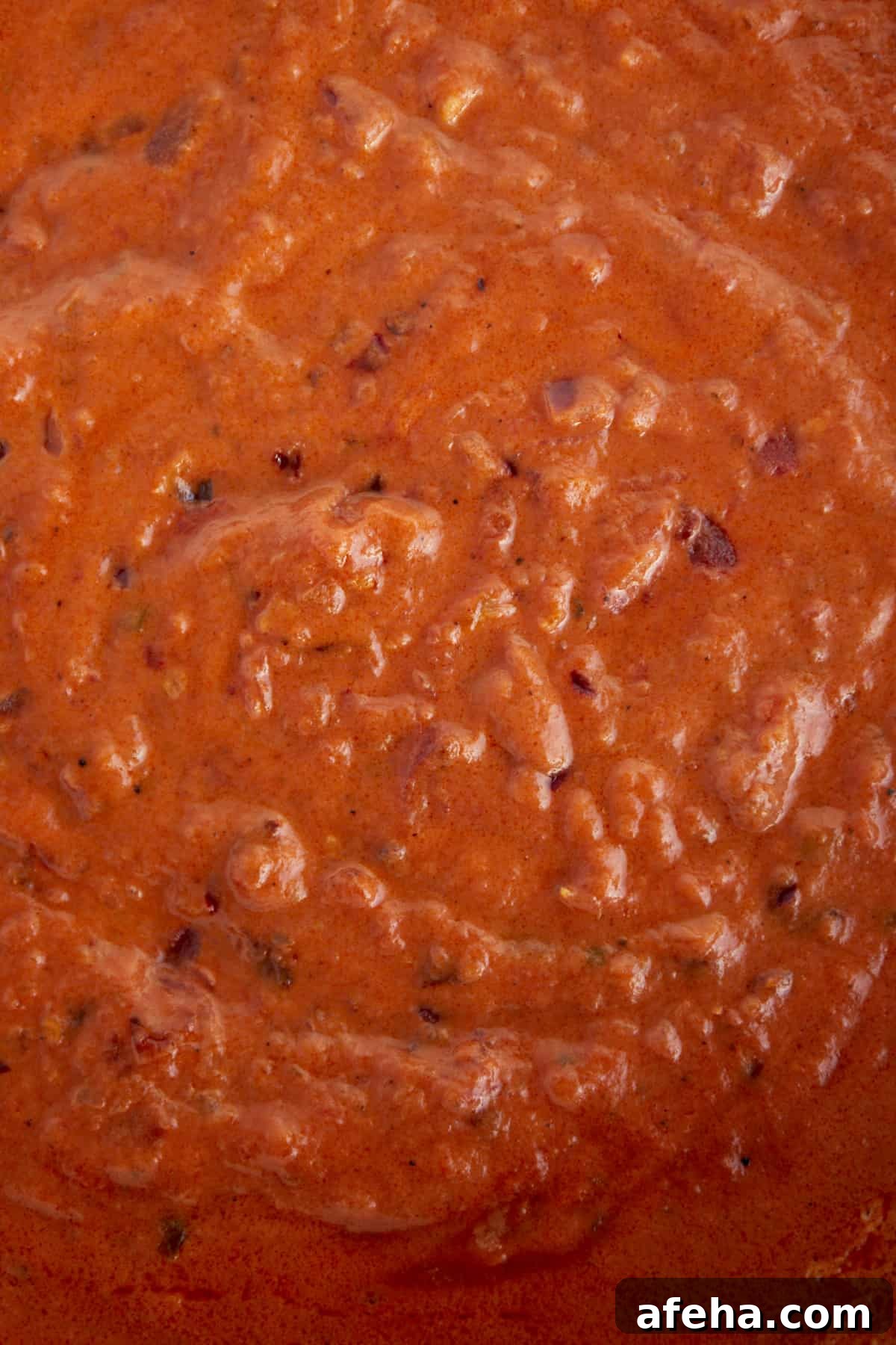 close up image of spicy red pasta sauce.