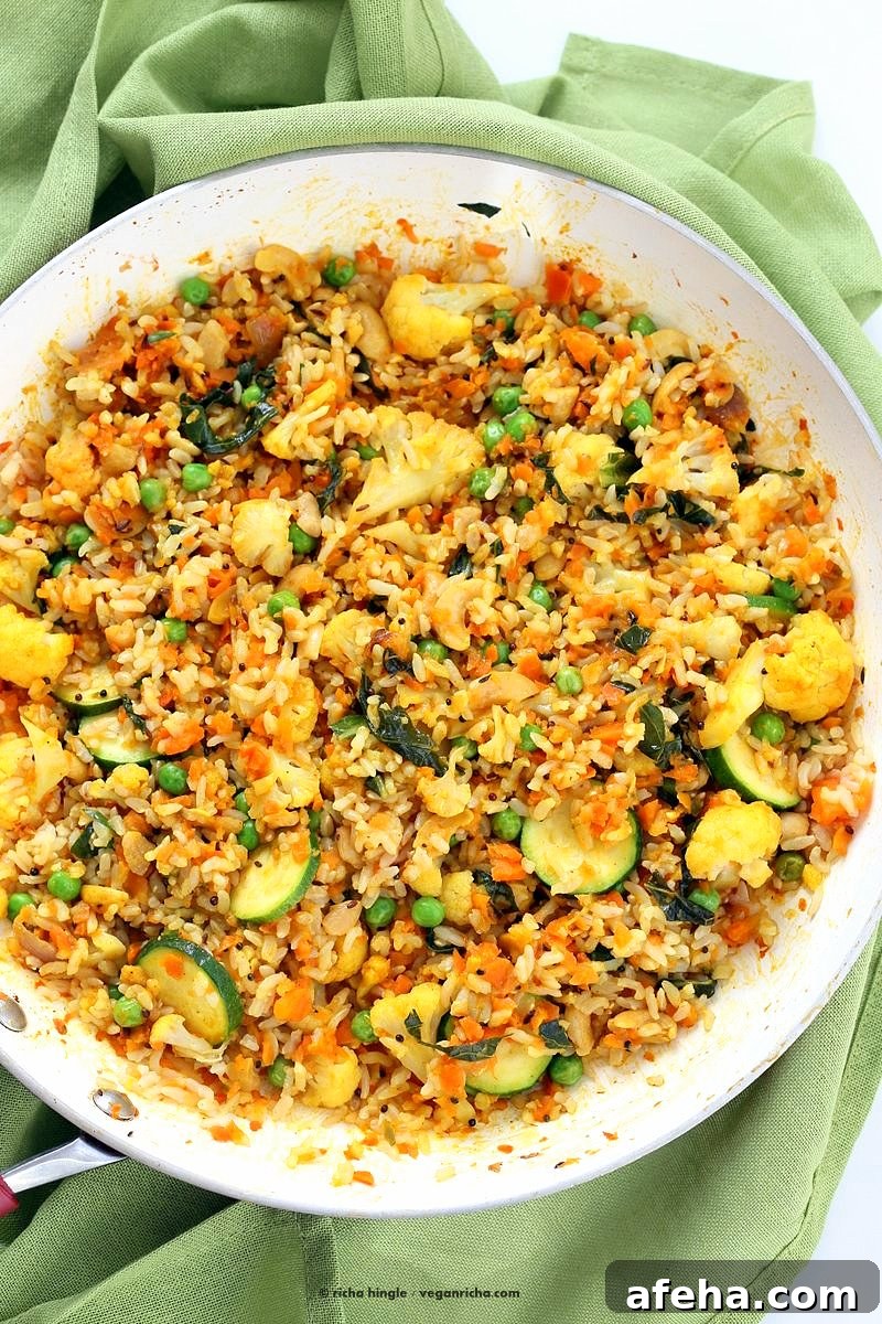 Vegetable Carrot Fried Rice with Indian spices. Carrot Veggie Brown Rice Pilaf. Colorful flavorful side for Easter or Holidays. Vegan Glutenfree Soyfree Recipe | VeganRicha.com