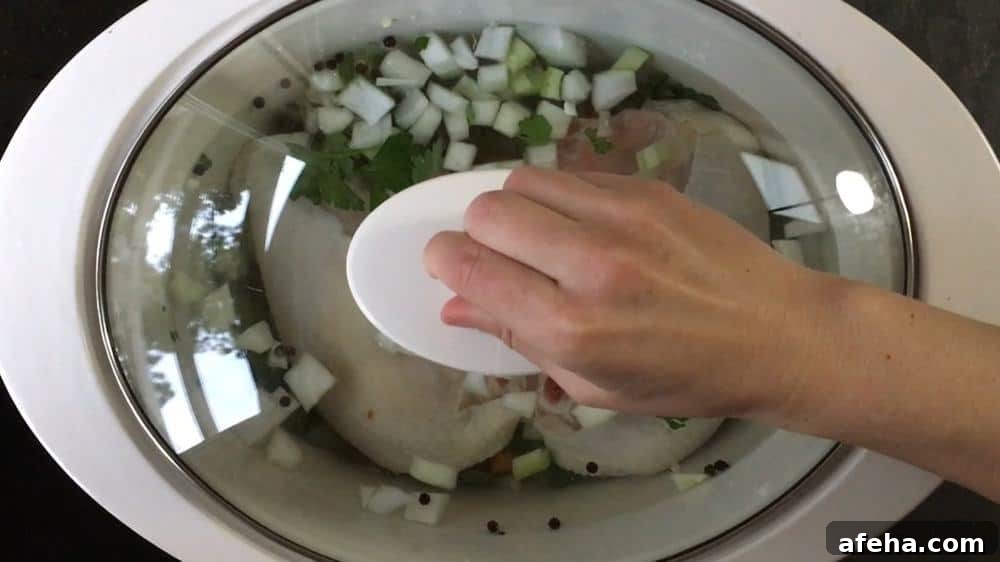 Covering slow cooker for homemade chicken broth