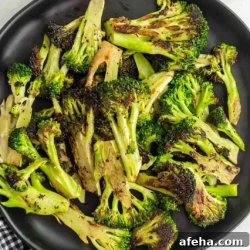 Roasted Broccoli on a plate.
