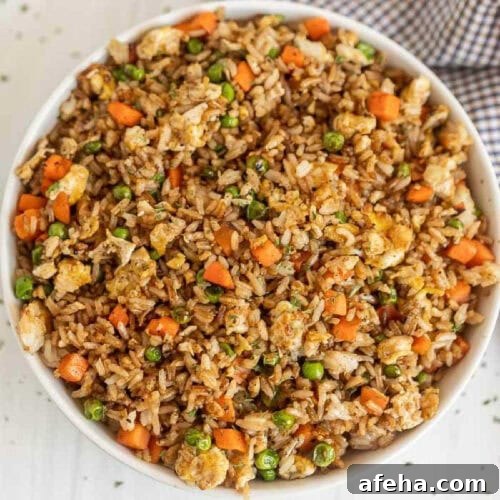 Chinese fried rice in a bowl.