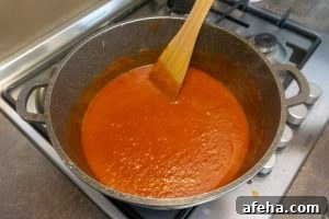Spicy Satsebeli: Authentic Georgian Tomato Sauce Recipe 9 Stirring the satsebeli after adding in water