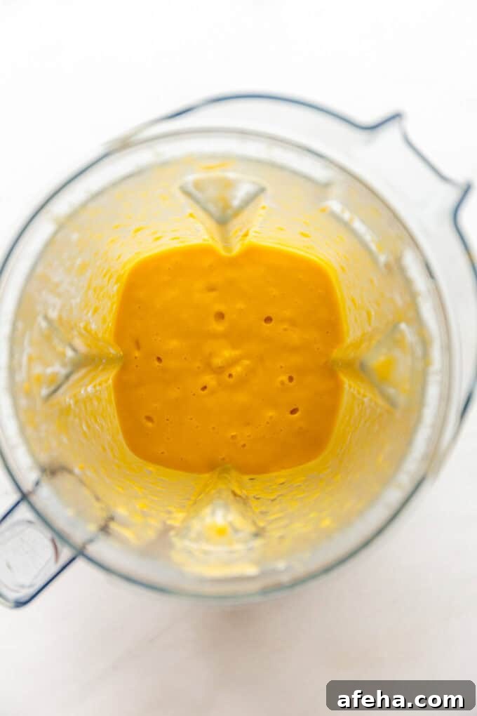 Creamy Mango Chia Pudding Recipe for Tropical Breakfast or Dessert 4 mango puree in a blender