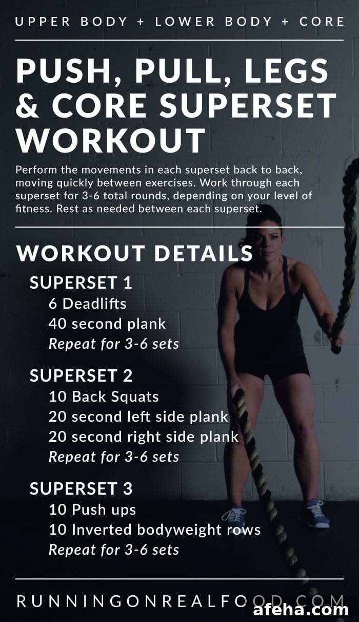 Push, Pull, Legs and Core Superset Workout for Full-Body Strength