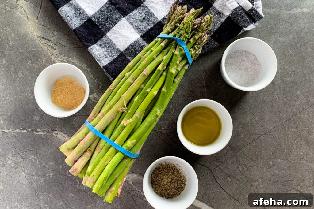 All the ingredients needed to make grilled asparagus.