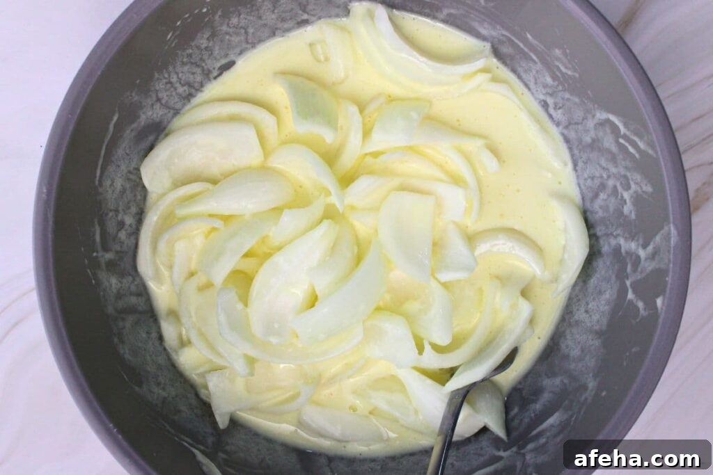combine buttermilk and eggs then soak onions in mixture