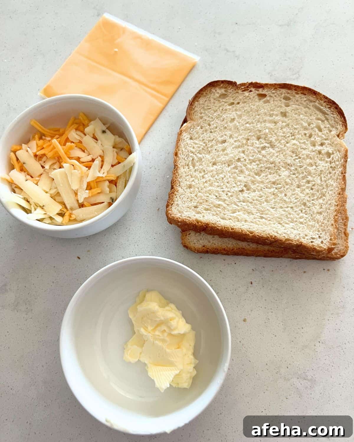 Crispy Air Fryer Grilled Cheese with Mayo Spread 3 Ingredients needed for air fryer grilled cheese sandwich.