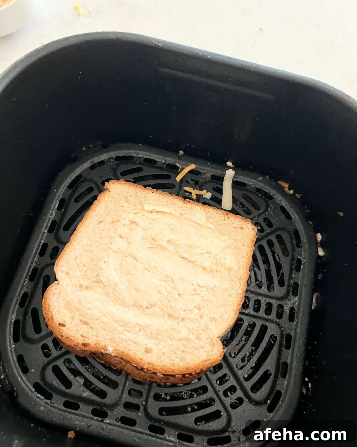 Crispy Air Fryer Grilled Cheese with Mayo Spread 6 Air fryer grilled cheese ready for air fryer.