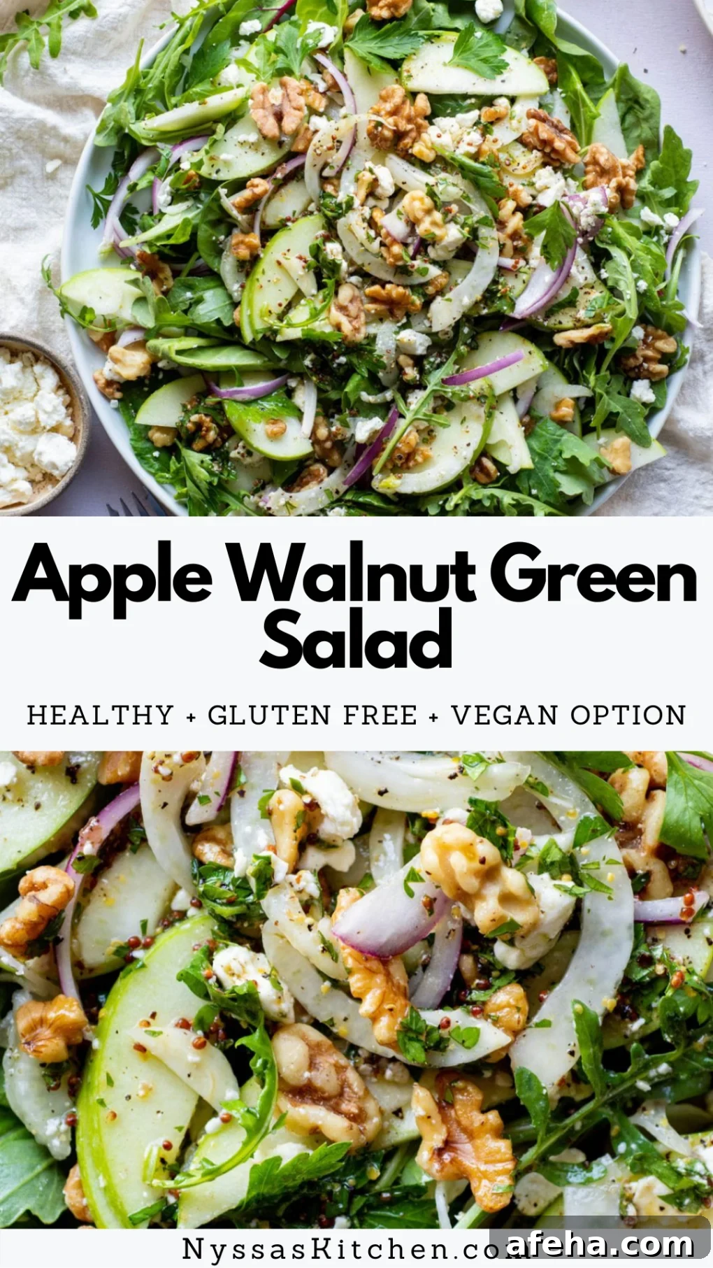 Pin for healthy apple walnut green salad