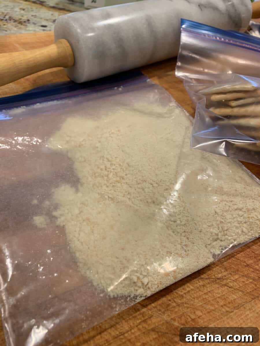 Crackers made into a fine powdered in a plastic bag.