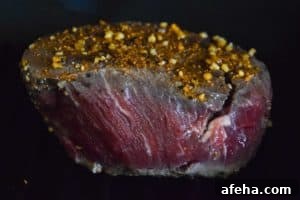 steak over blue cheese onions