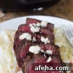 steak with blue cheese onions