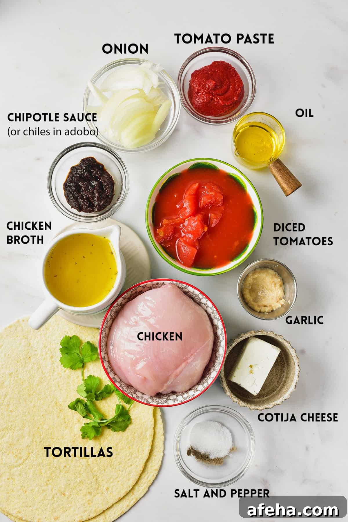 Authentic Chicken Tinga Recipe: Smoky Mexican Shredded Chicken 3 Ingredients to make the recipe.