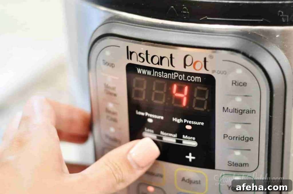 setting an instant pot to 4 minutes