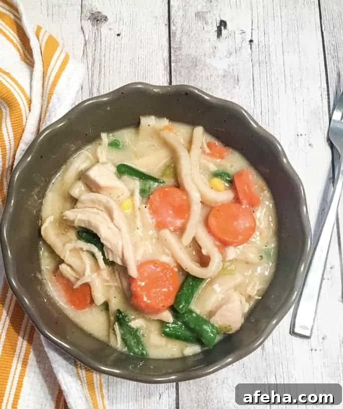 brown bowl filled with chicken and noodles that were cooked in the Instant Pot pressure cooker