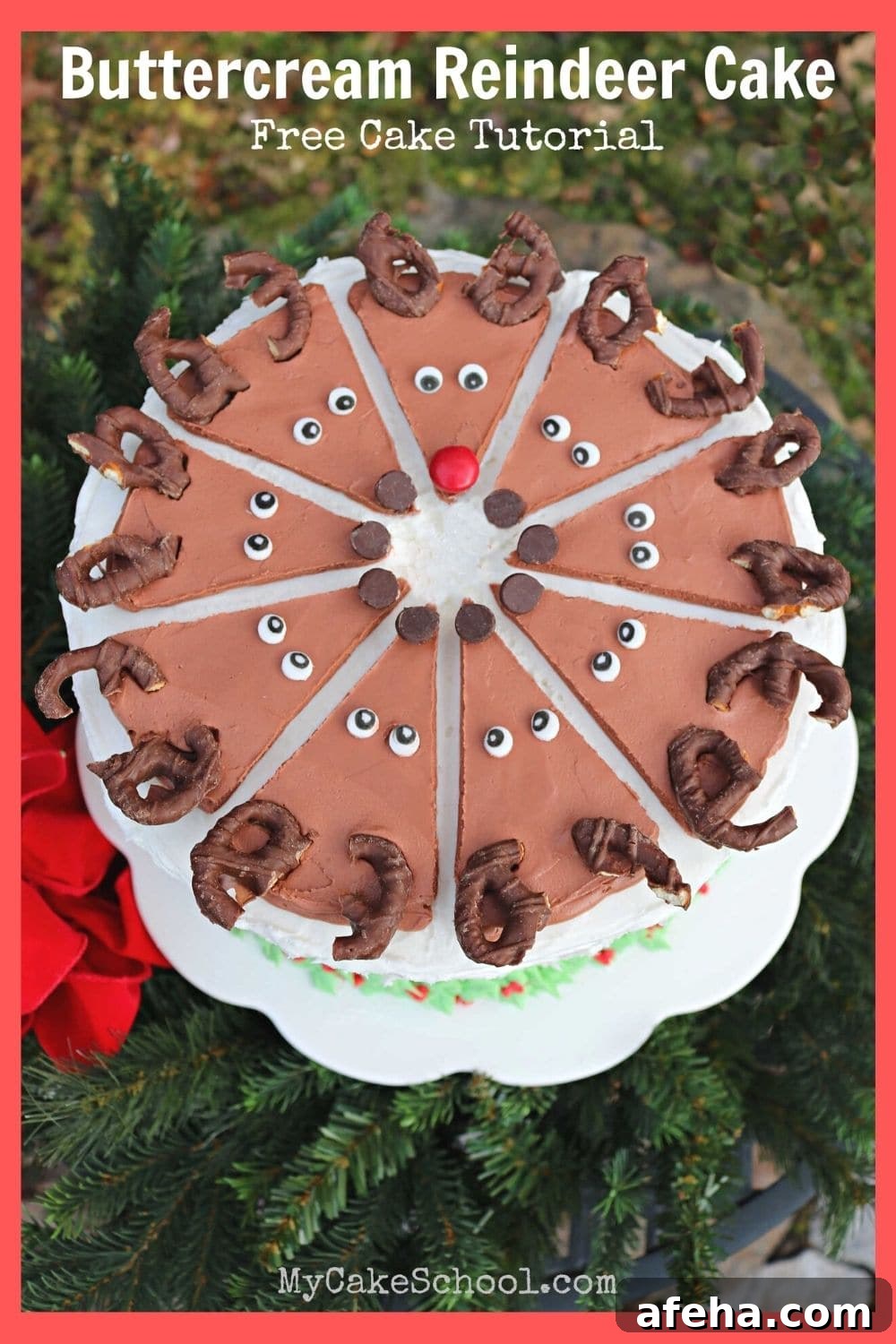 Easy Buttercream Reindeer Cake