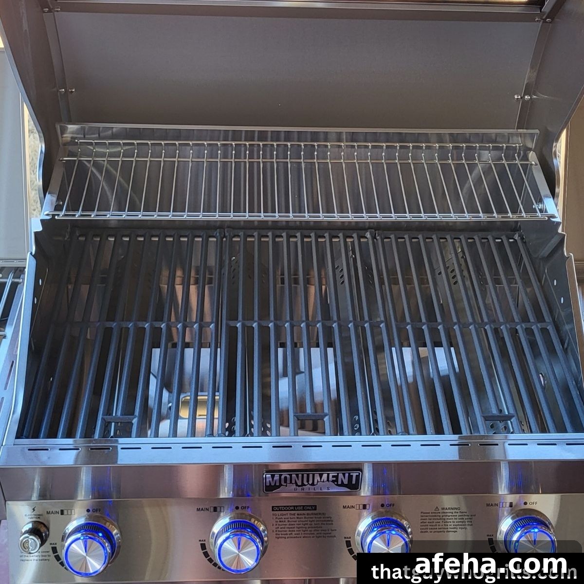 Racks inside of Monument Grills