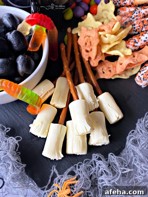 Witch Brooms on Snack Board