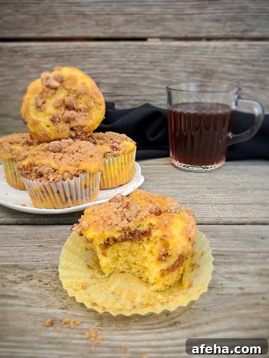 a bite out of a muffin to give you a look inside, and a cup of coffee on the side.