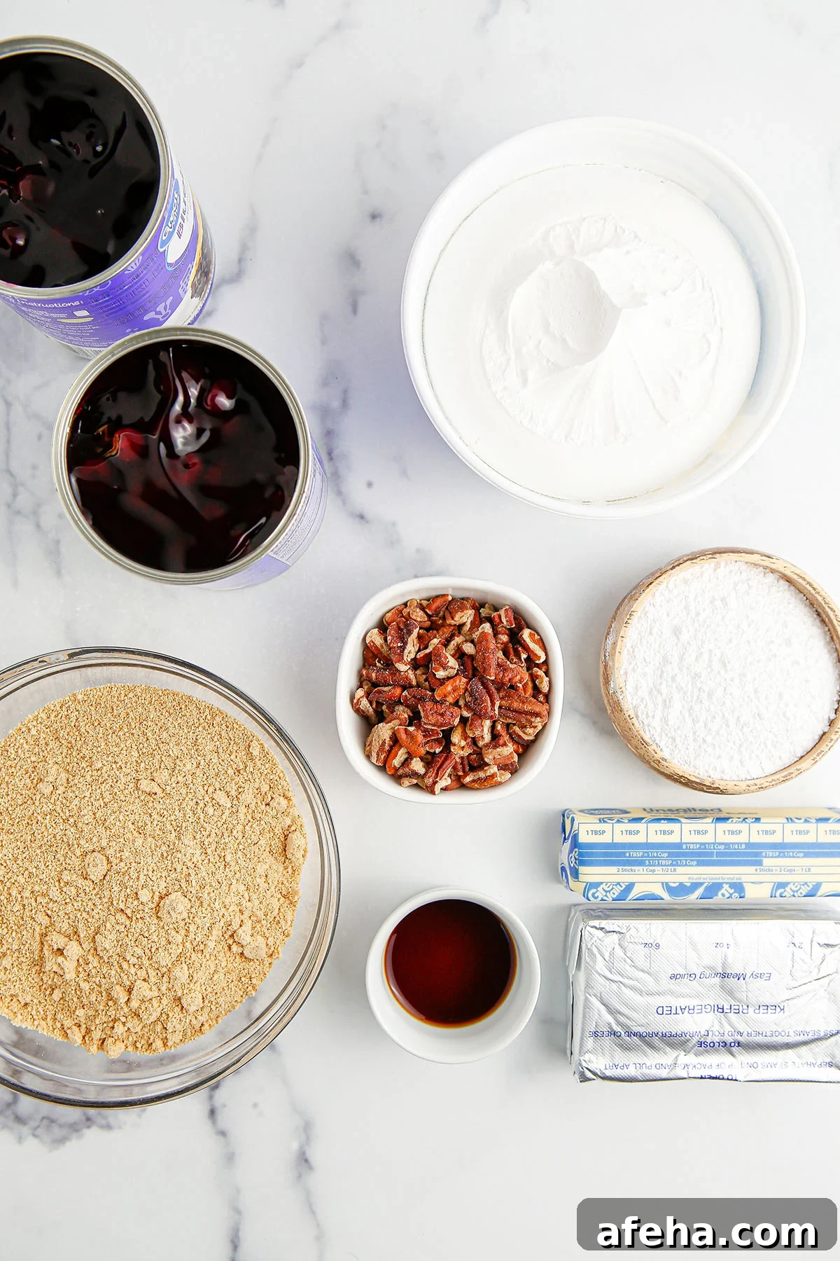 Ingredients to make Blueberry Delight set out on the counter.