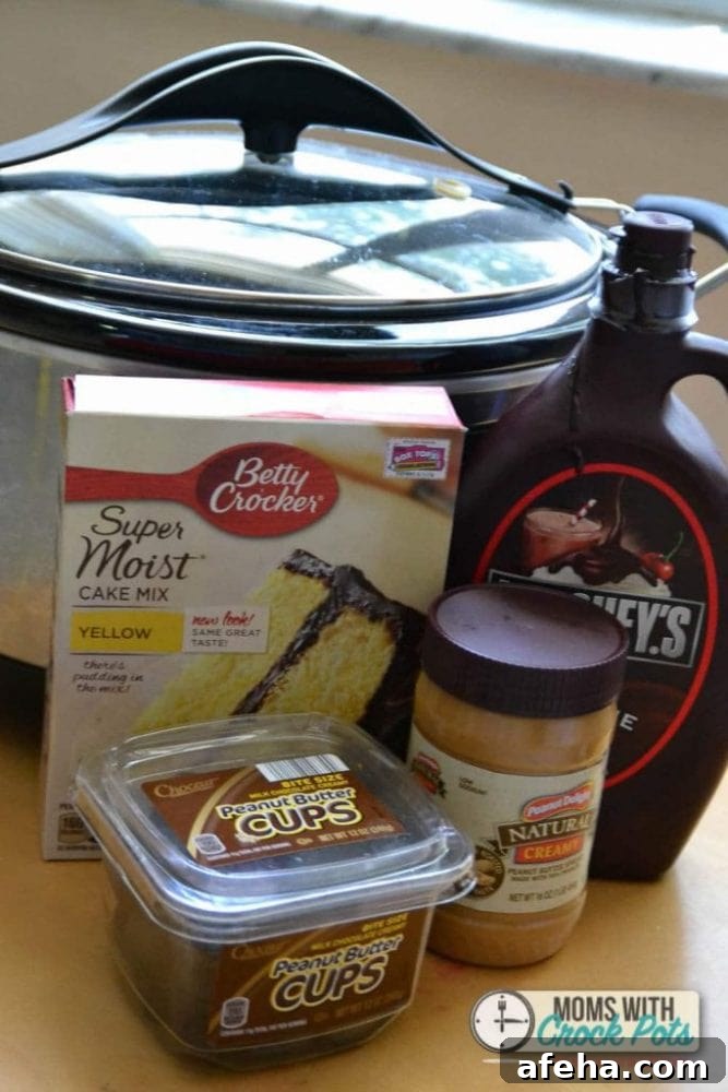 Crockpot Peanut Butter Cup Cake