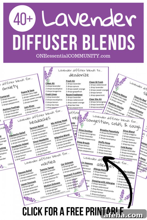 lavender essential oil diffuser blend recipes printable
