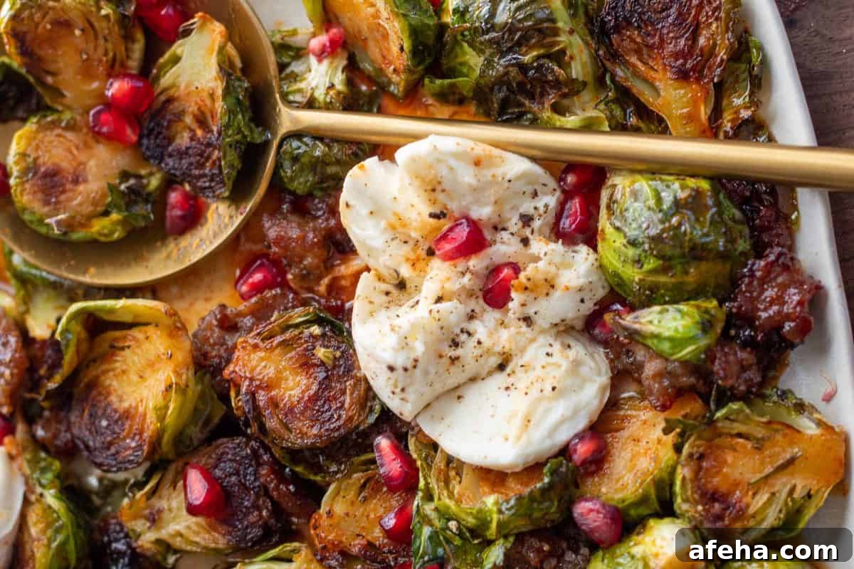 brussels sprouts with spicy honey and burrata