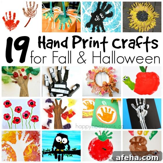 Handprint Crafts for Fall and Halloween