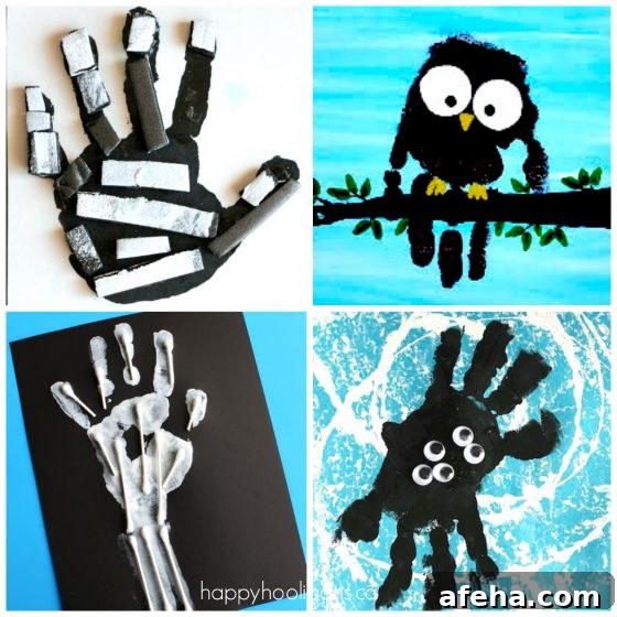 handprint art for Halloween