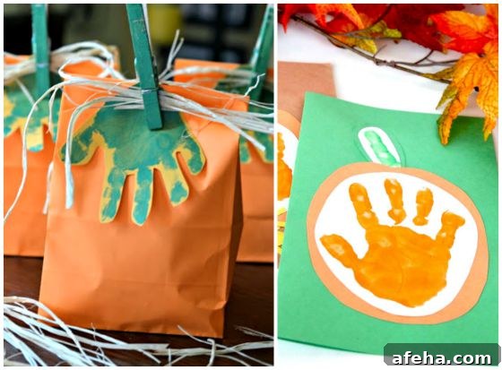 Pumpkin Handprint Art for Toddlers